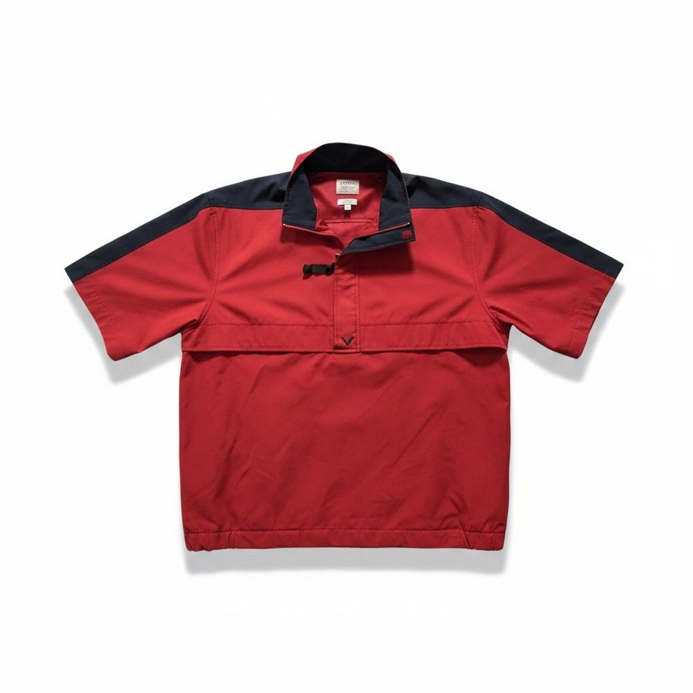 Callaway Golf Mens L Red Short Sleeve Windbreaker Pullover‎ Jacket Athleisure
